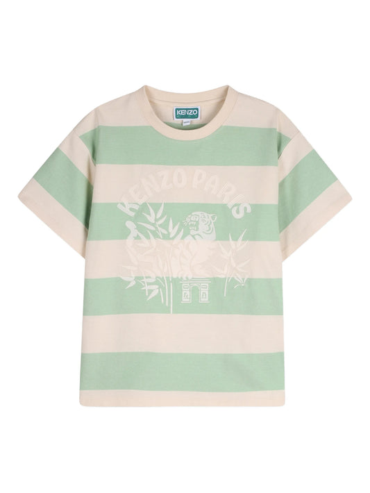 KENZO KIDS Boys Green Striped T-shirt