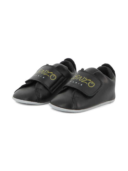 KENZO KIDS Black Logo-Embroidered Pre-Walkers