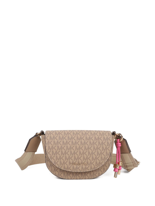 MICHAEL KORS Beige Monogram-Pattern Shoulder Bag