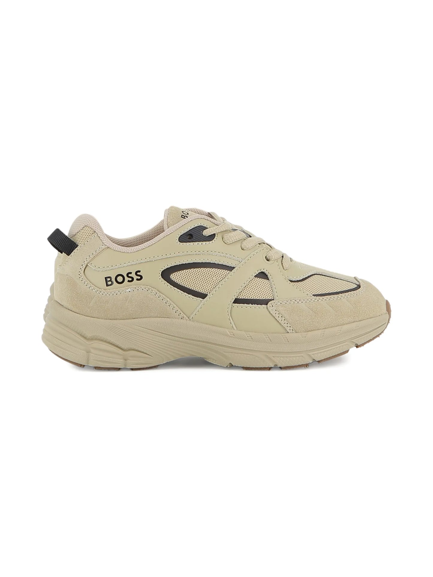 BOSS Beige Logo Panelled Sneakers