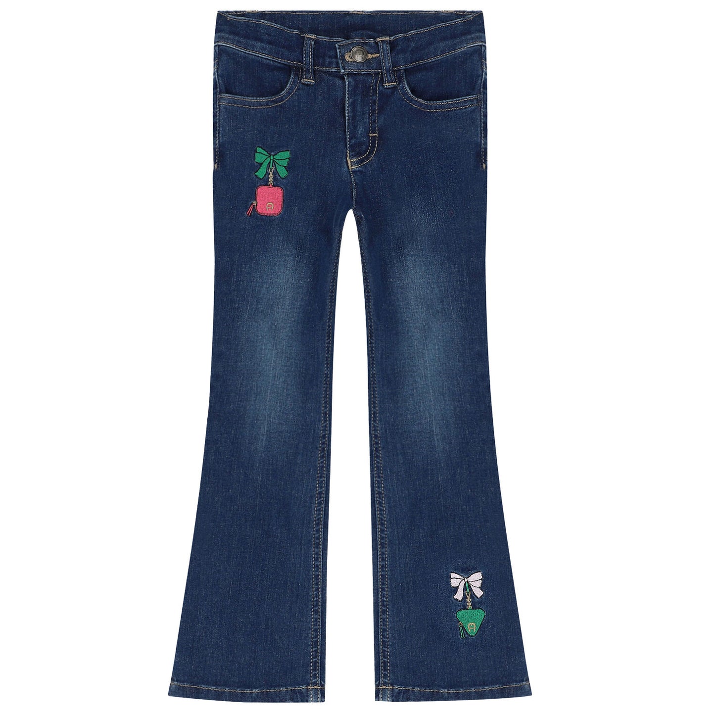 AIGNER Girls Blue Denim Logo Trousers