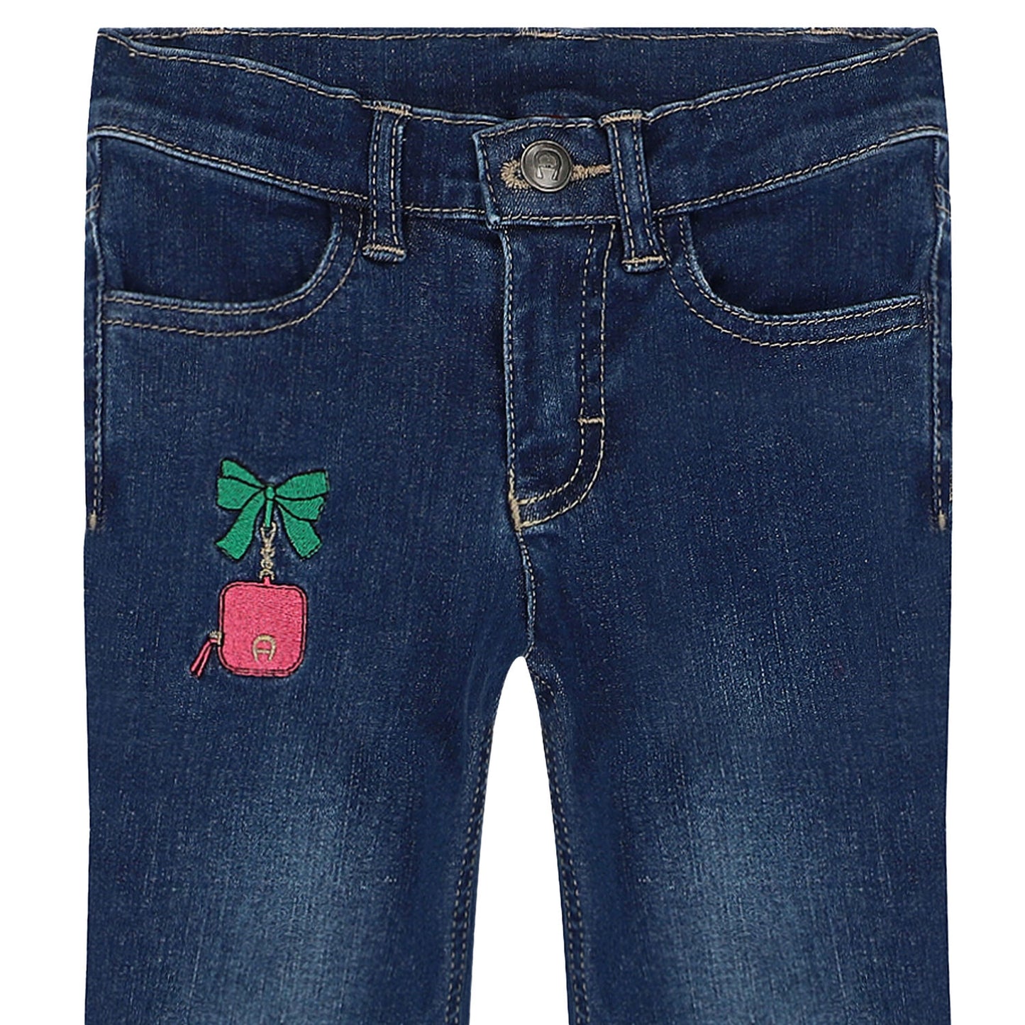 AIGNER Girls Blue Denim Logo Trousers