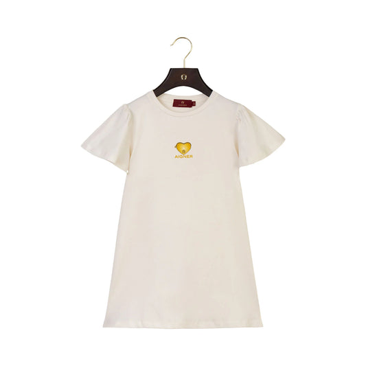 AIGNER Girls Ivory/Gold Logo Dress