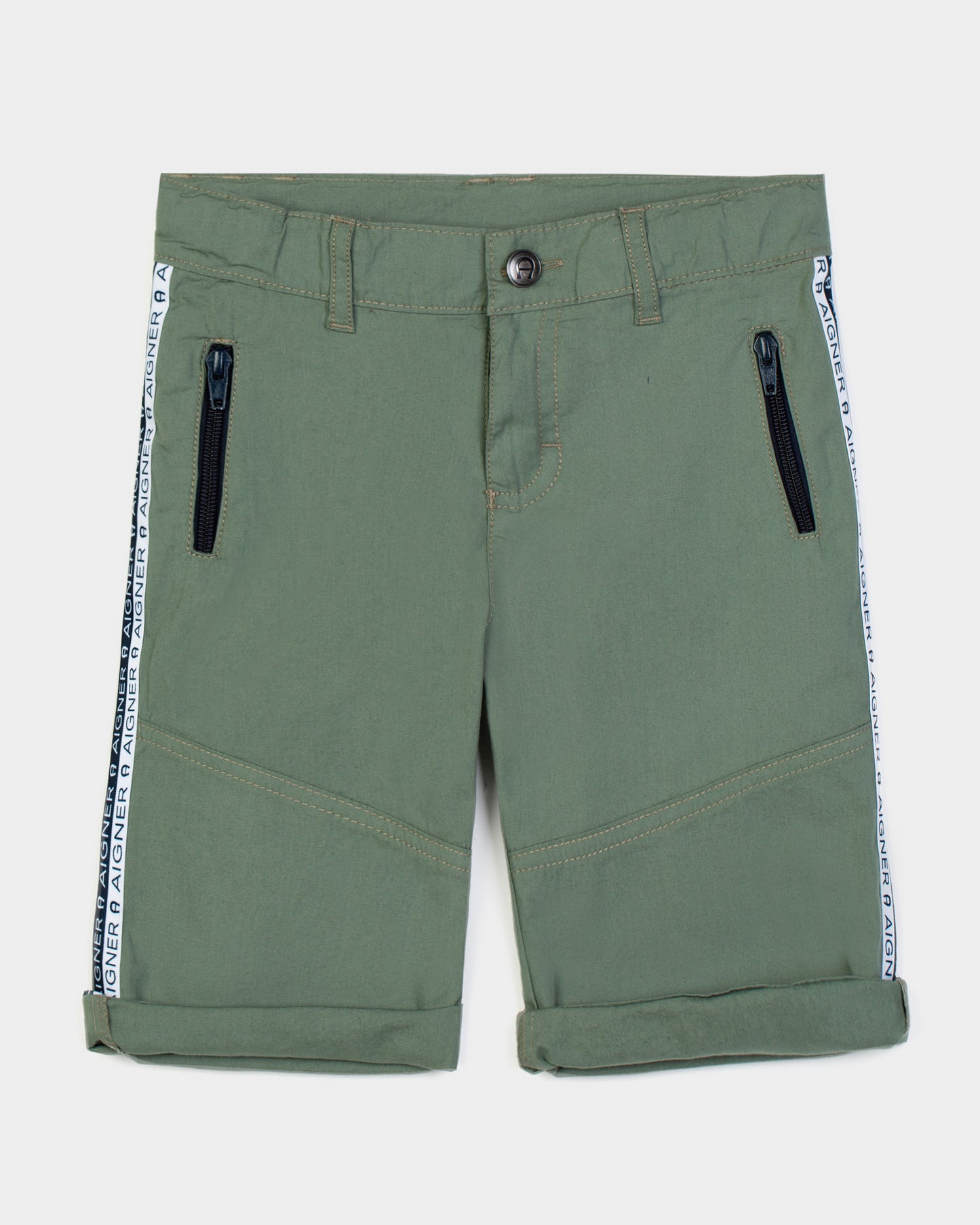 AIGNER Boys Light Green Light Green Logo Shorts