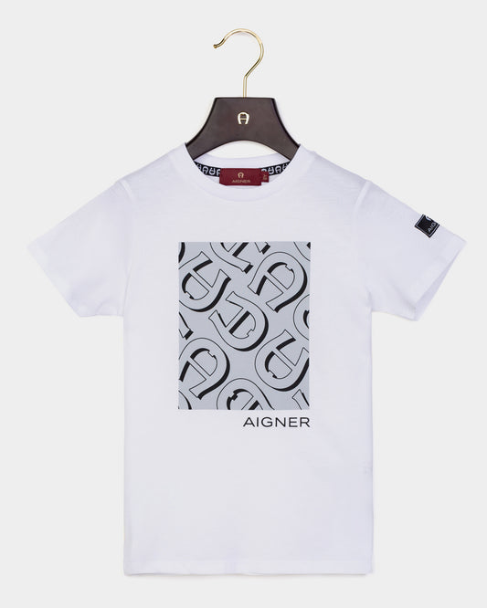 AIGNER Boys White Logo T-Shirts
