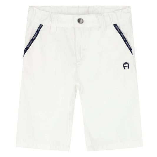 AIGNER Boys White Logo Shorts