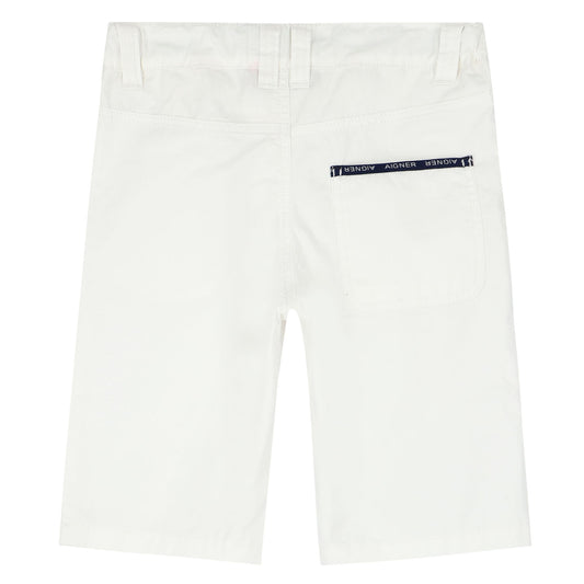 AIGNER Boys White Logo Shorts