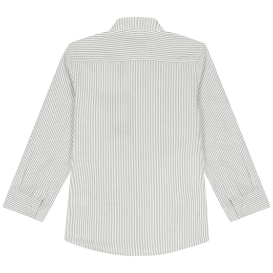 AIGNER Boys White & Grey Striped Logo Shirt