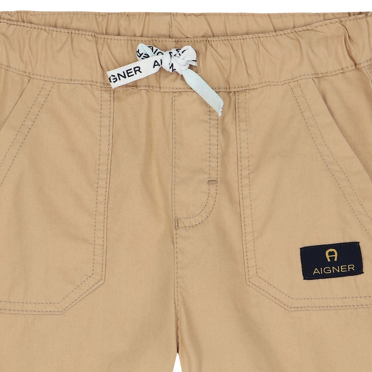AIGNER Boys Beige Logo Chino Shorts