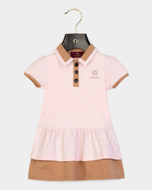 AIGNER Younger Girls Pink & Brown Logo Dress