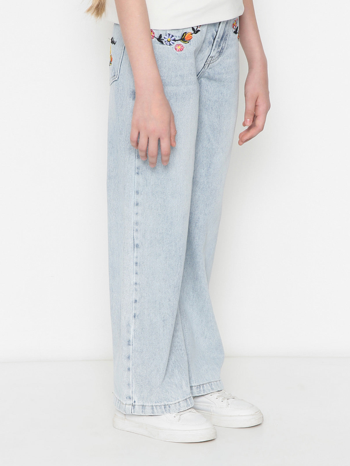 MOSCHINO Girls Cotton Jeans with Embroidery