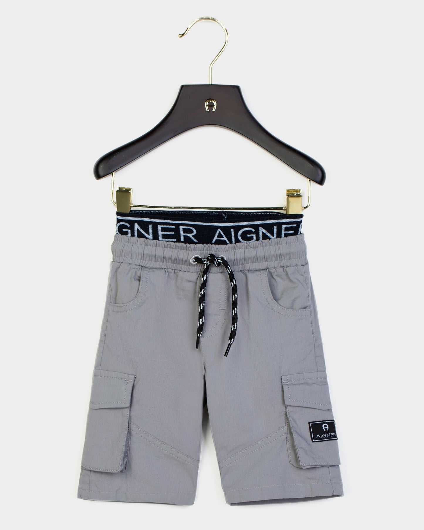 AIGNER Younger Boys Gray Logo Shorts