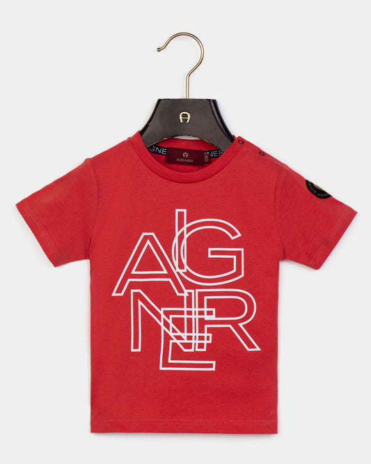 AIGNER Younger Boys Red Logo T-Shirts