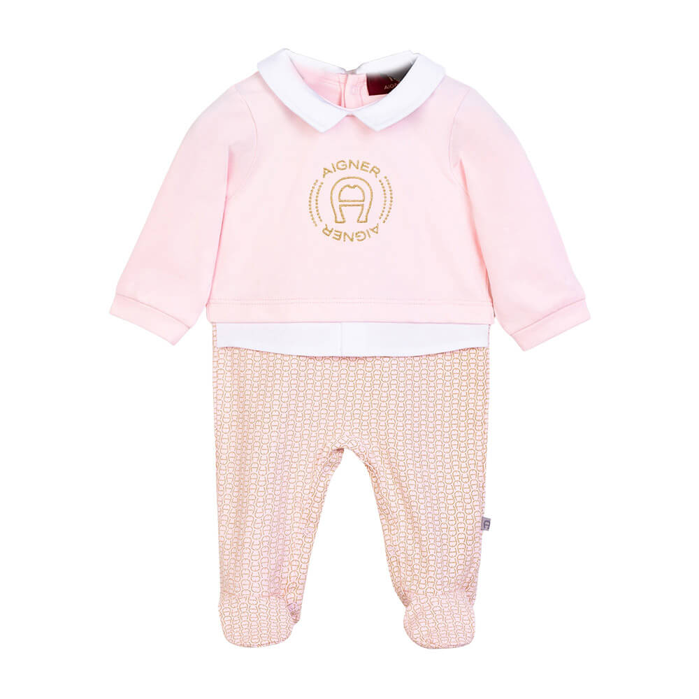 AIGNER Baby Girls Pink Logo Babygrow