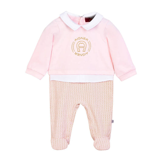 AIGNER Baby Girls Pink Logo Babygrow