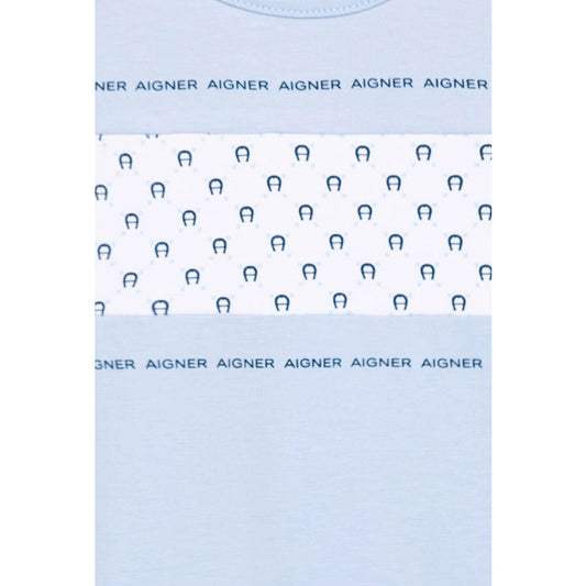 AIGNER Baby Boys Baby Blue & White Logo Babygrow