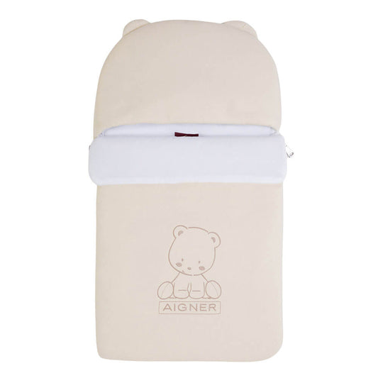 AIGNER Beige & White Logo Baby Nest
