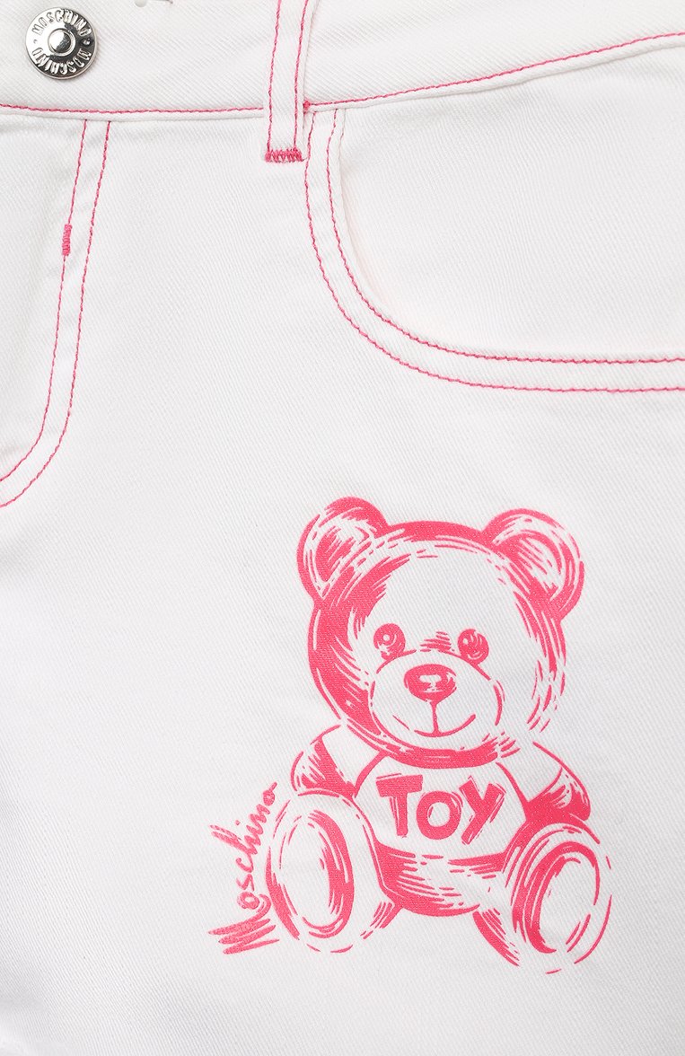MOSCHINO Girls White/Pink Logo Denim Shorts