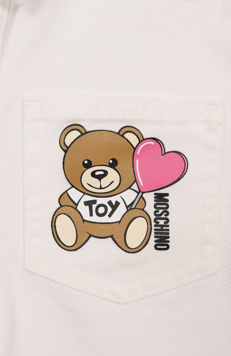 MOSCHINO Girls White Logo Denim Dress