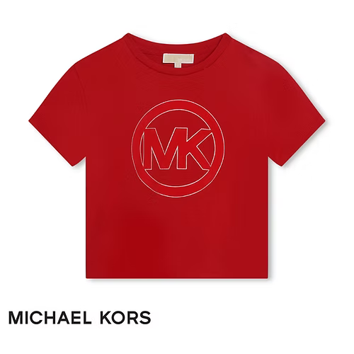 MICHAEL KORS Girls Red Cropped-Top Short Sleeved Logo T-Shirt