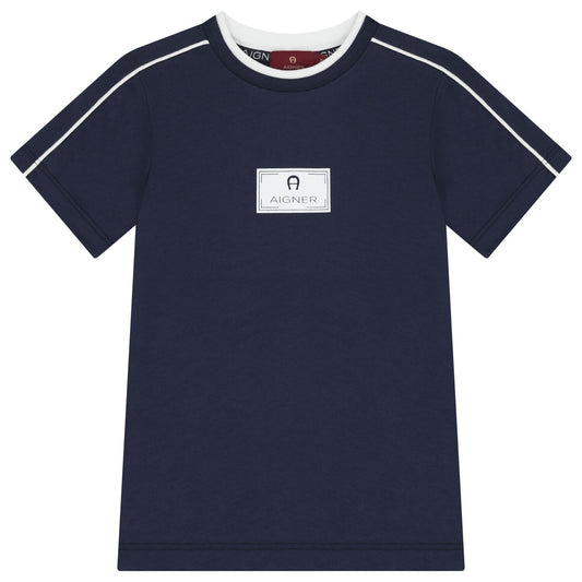 AIGNER Boys Navy Blue Logo T-Shirt