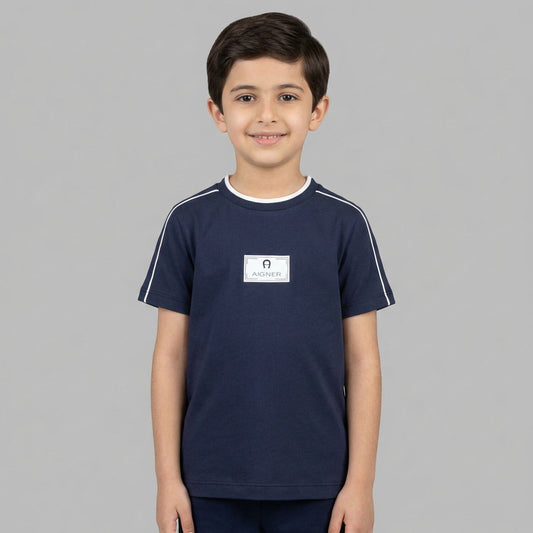 AIGNER Boys Navy Blue Logo T-Shirt