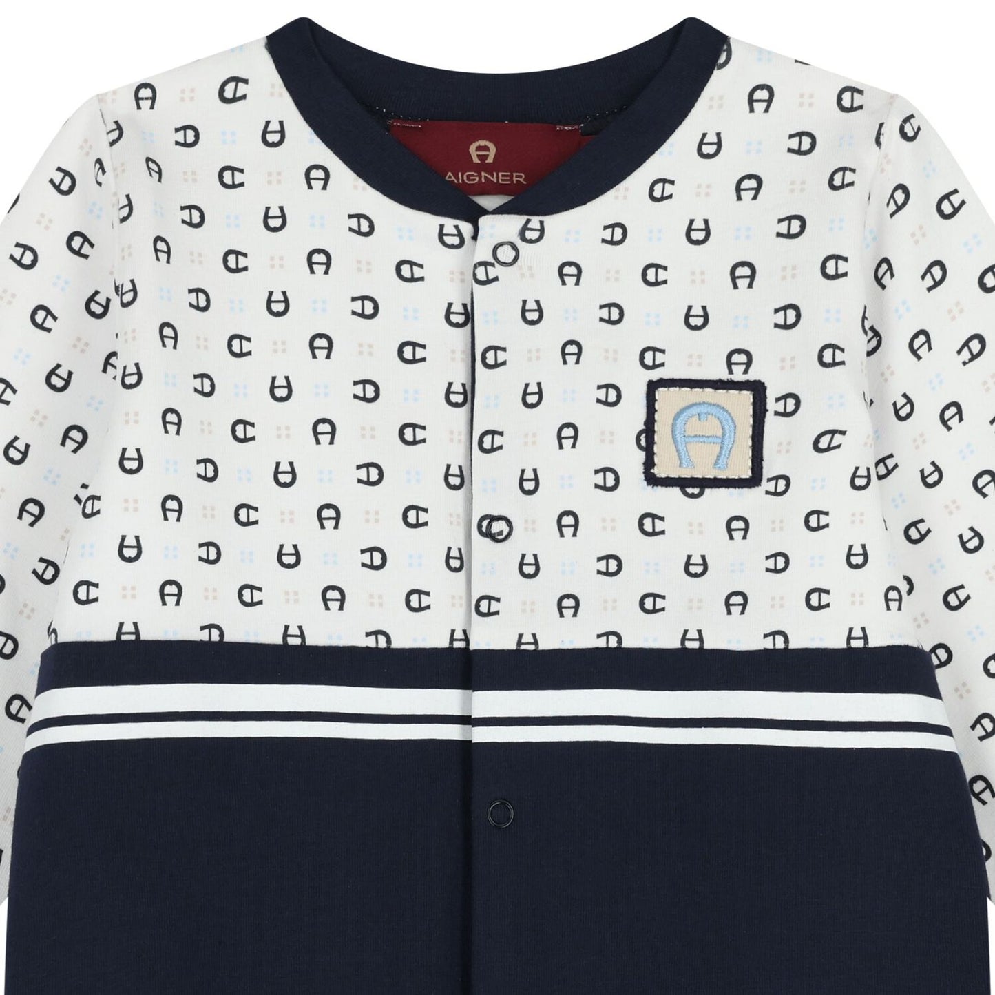 AIGNER Baby Boys White & Navy Blue Babygrow
