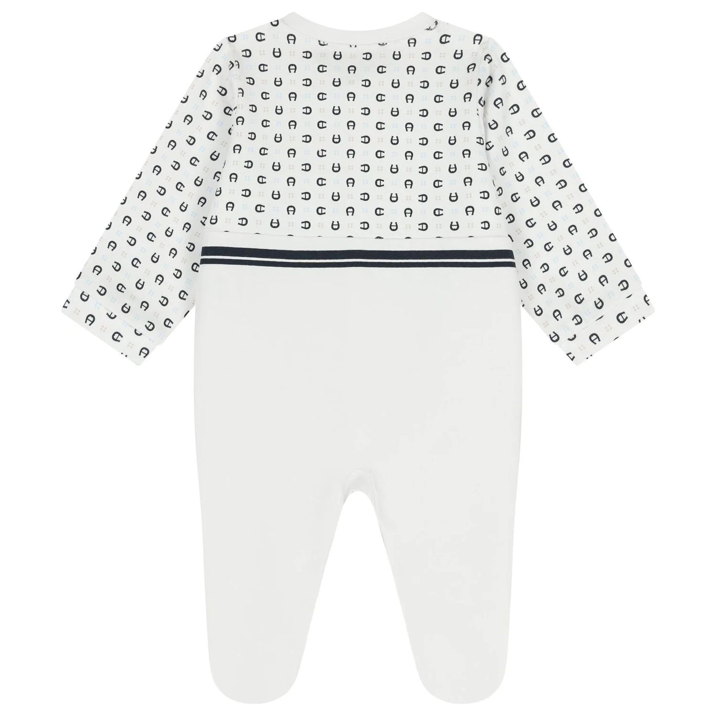 AIGNER Baby Boys White & Navy Blue Logo Babygrow