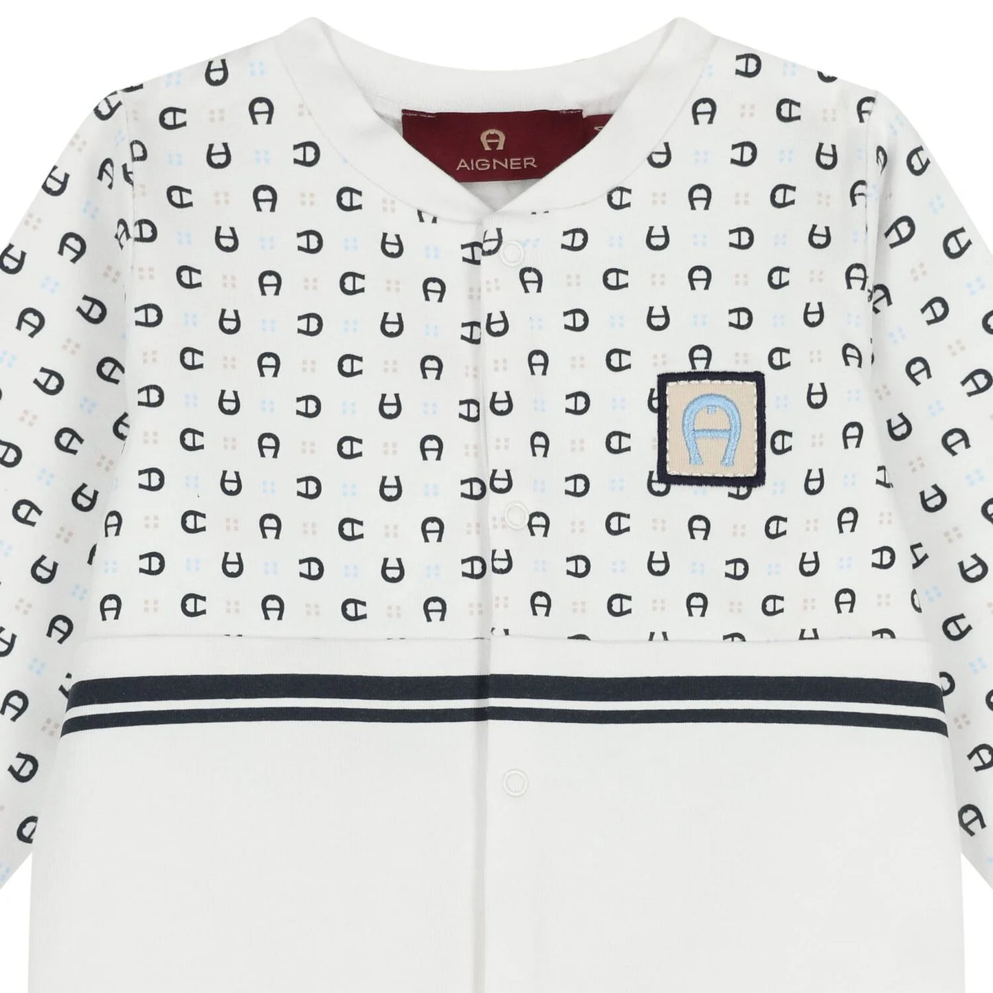 AIGNER Baby Boys White & Navy Blue Logo Babygrow
