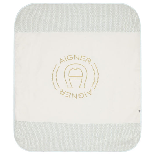 AIGNER Baby Boys Baby Blue & Ivory Blanket