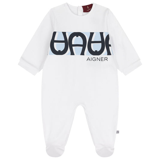 AIGNER Baby Boys White Logo Babygrow