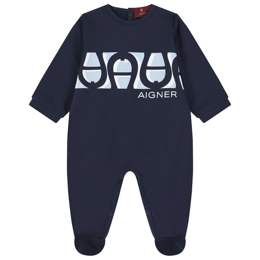 AIGNER Baby Boys Navy Logo Babygrow