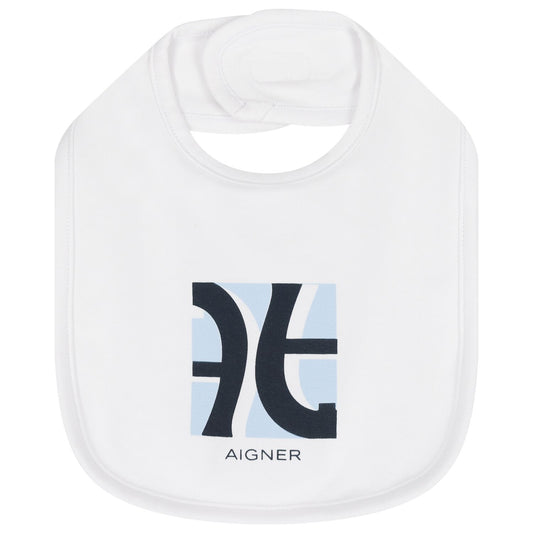 AIGNER Baby Boys White Logo Bib
