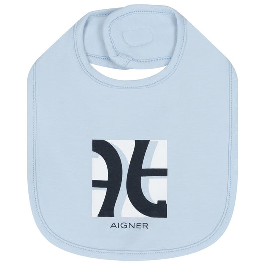 AIGNER Baby Boys Baby Blue Logo Bib
