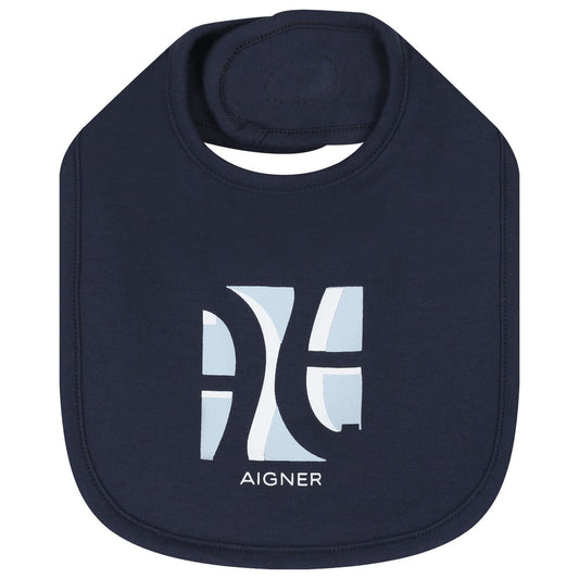AIGNER Baby Boys Navy Blue Logo Bib