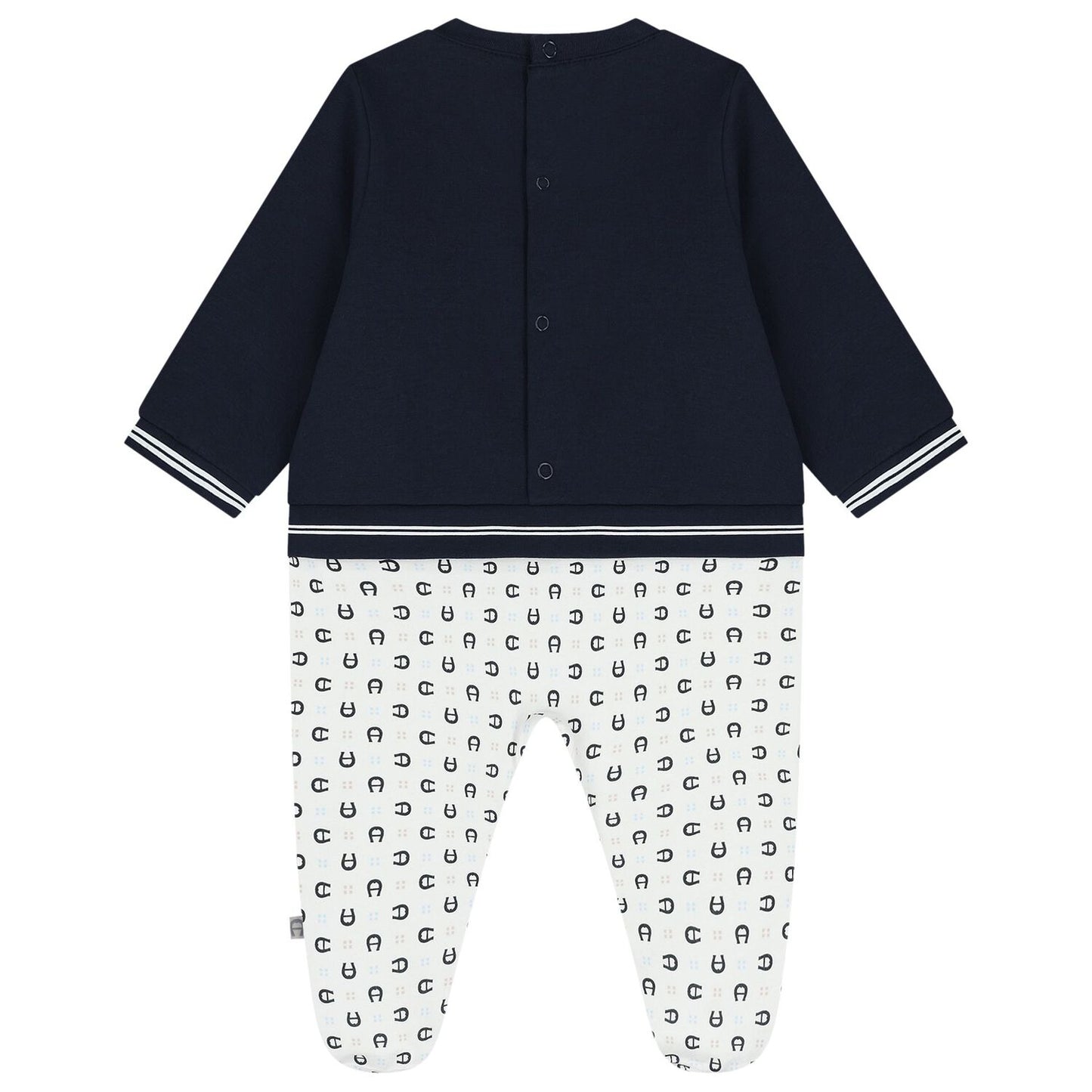 AIGNER Baby Boys Navy Blue & White Logo Babygrow