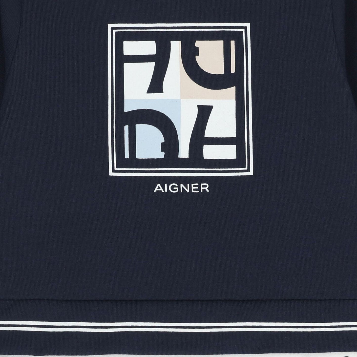 AIGNER Baby Boys Navy Blue & White Logo Babygrow