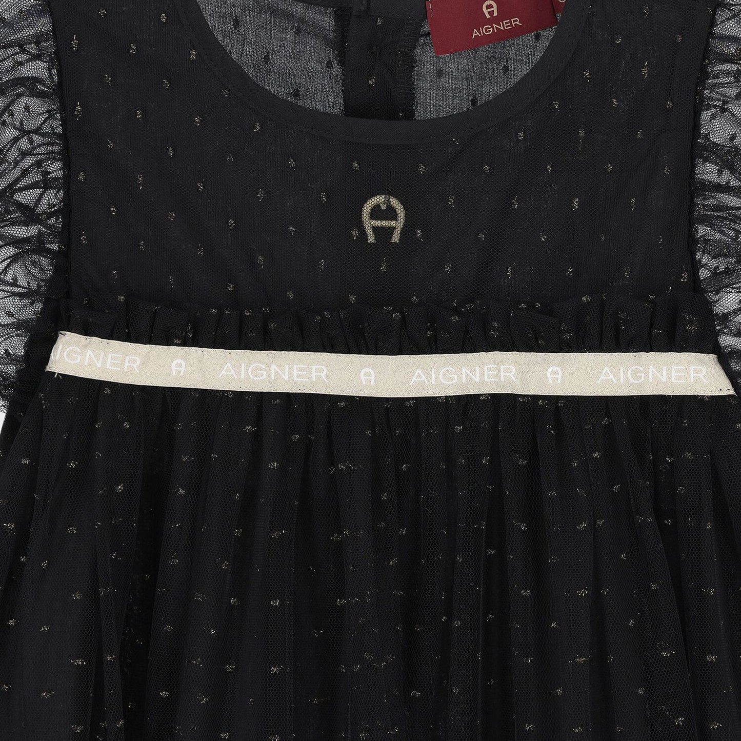 AIGNER Girls Black & Gold Tulle Dress