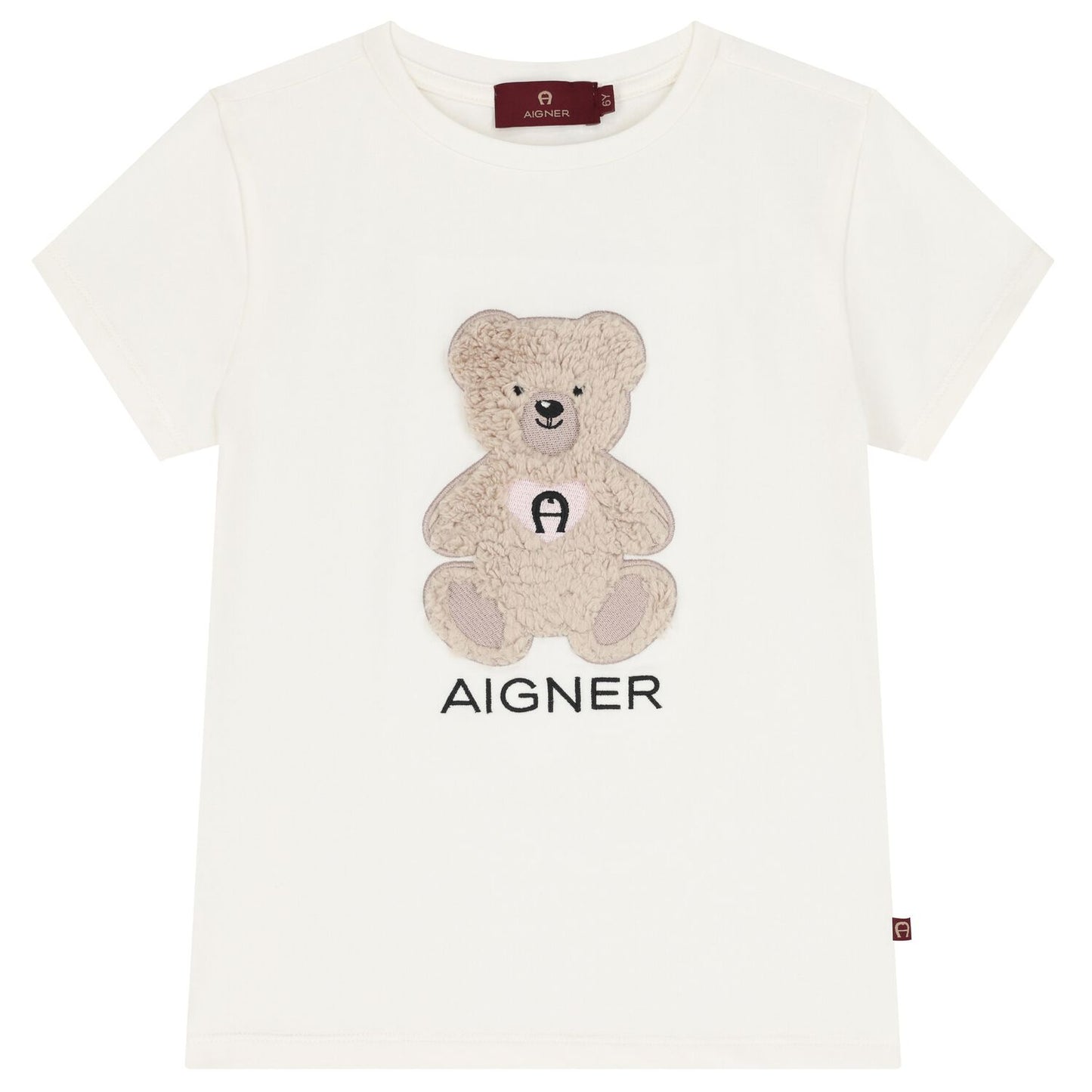 AIGNER Girls Ivory Teddy Bear Logo T-Shirt