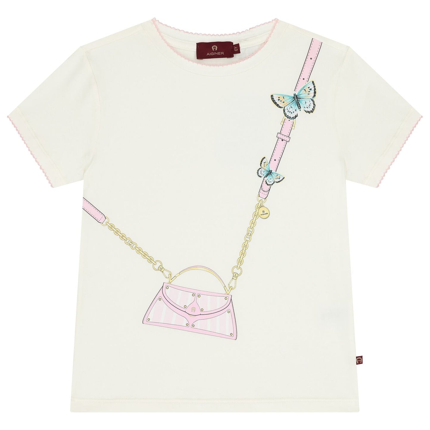 AIGNER Girls Ivory Logo Bag T-Shirt