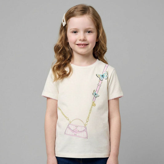 AIGNER Girls Ivory Logo Bag T-Shirt