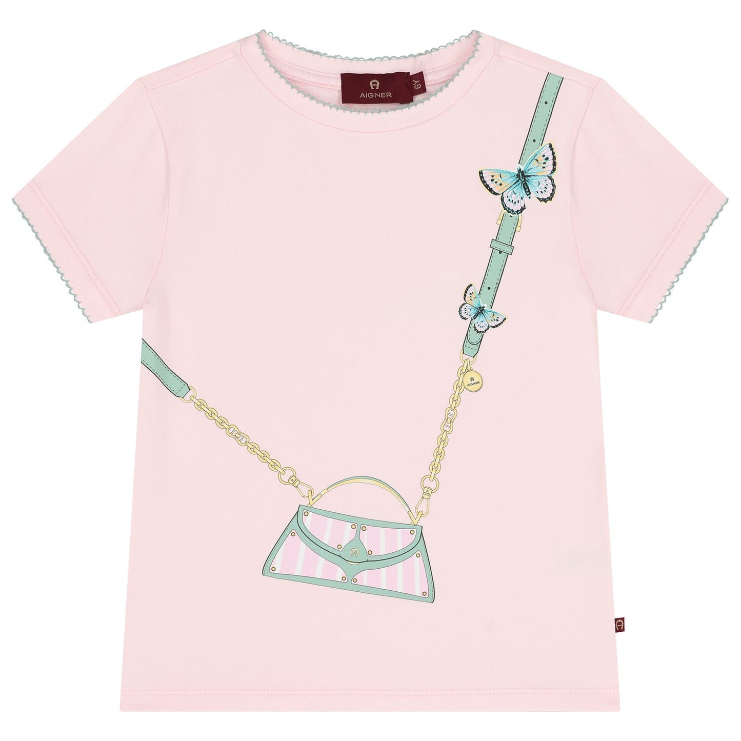 AIGNER Girls Pink Logo Bag T-Shirt