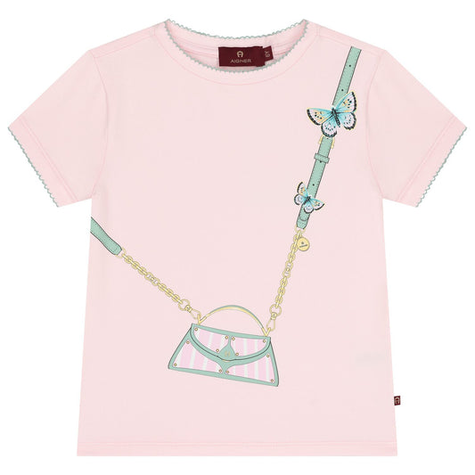 AIGNER Girls Pink Logo Bag T-Shirt