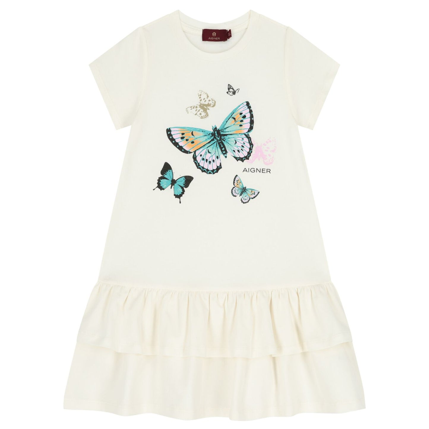 AIGNER Girls Ivory Butterflies Logo Dress