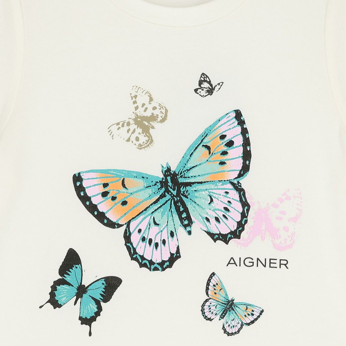 AIGNER Girls Ivory Butterflies Logo Dress