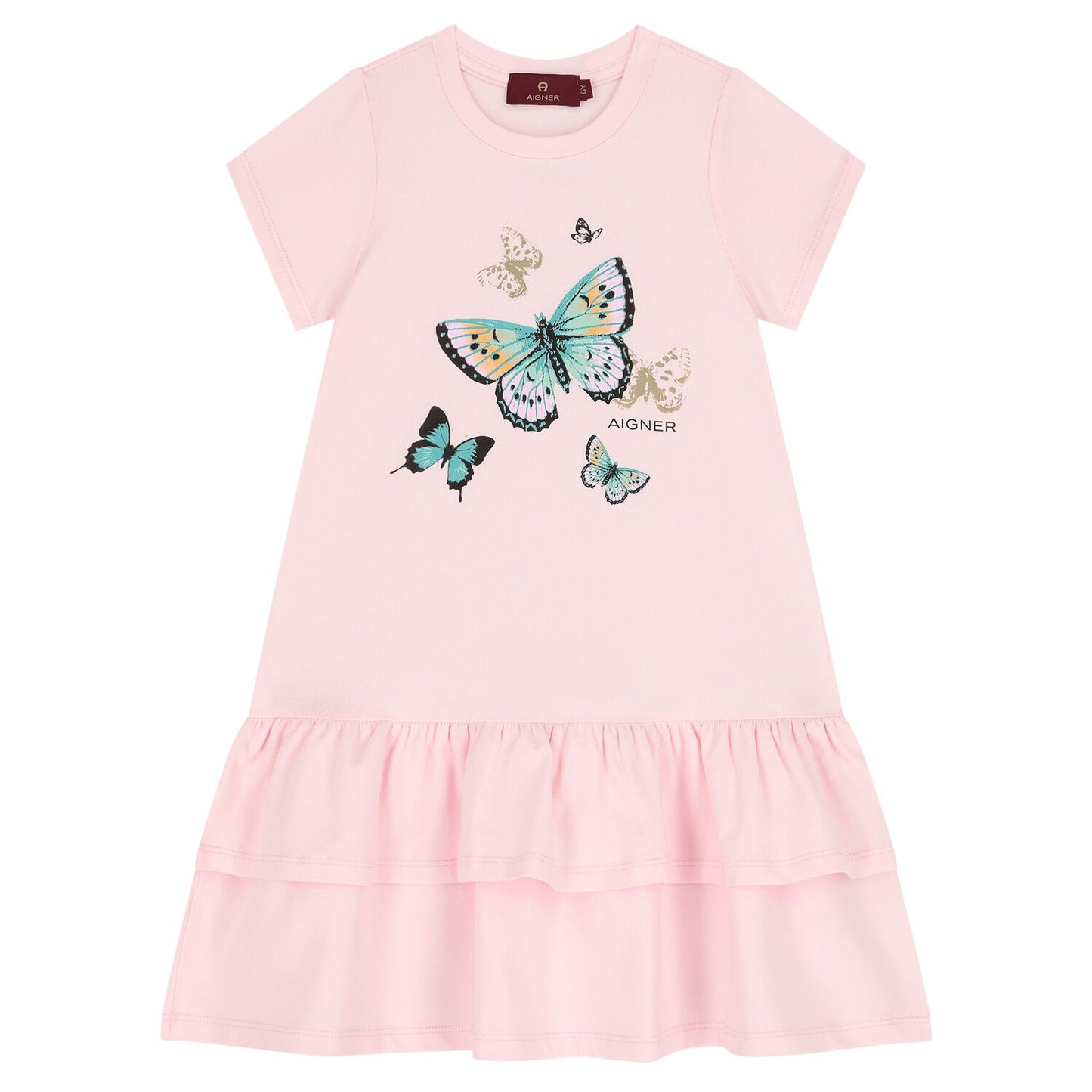 AIGNER Girls Pink Butterflies Logo Dress