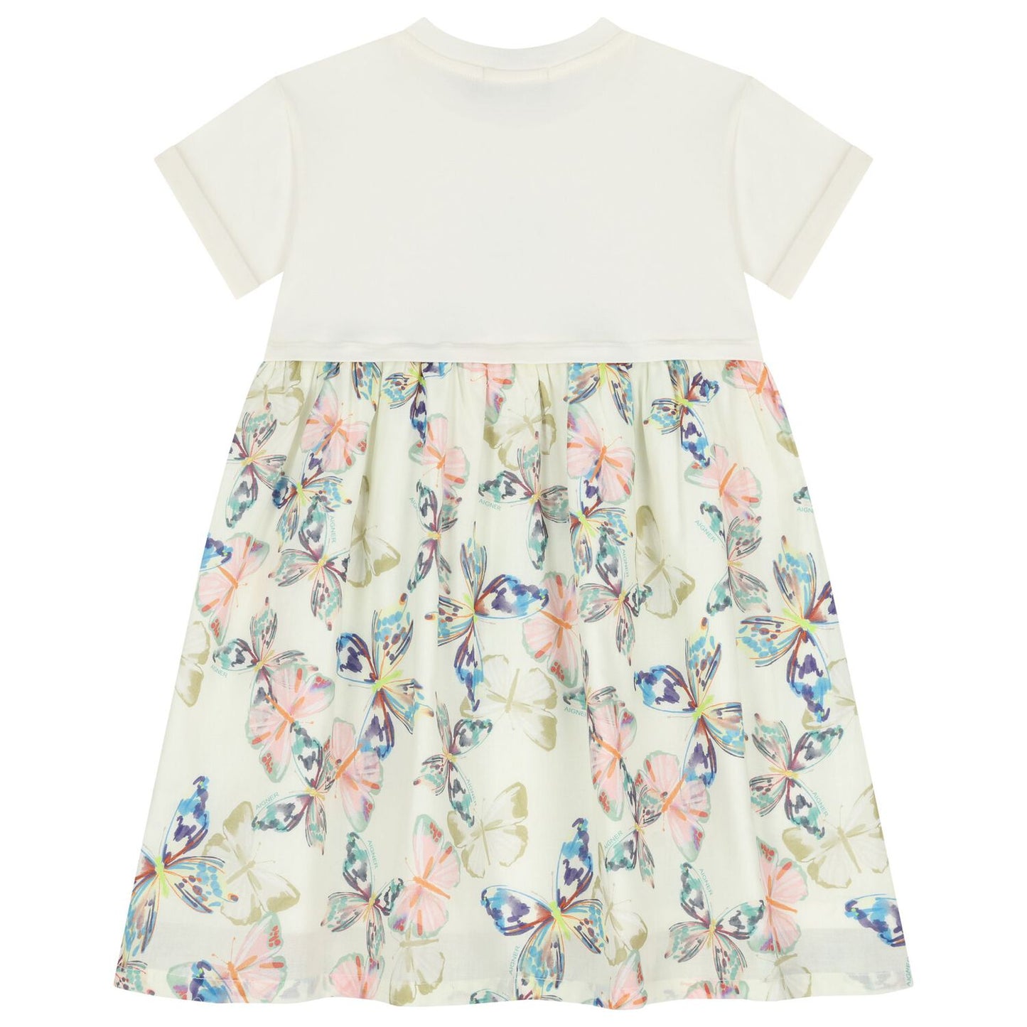 AIGNER Girls Ivory Butterflies Logo Dress