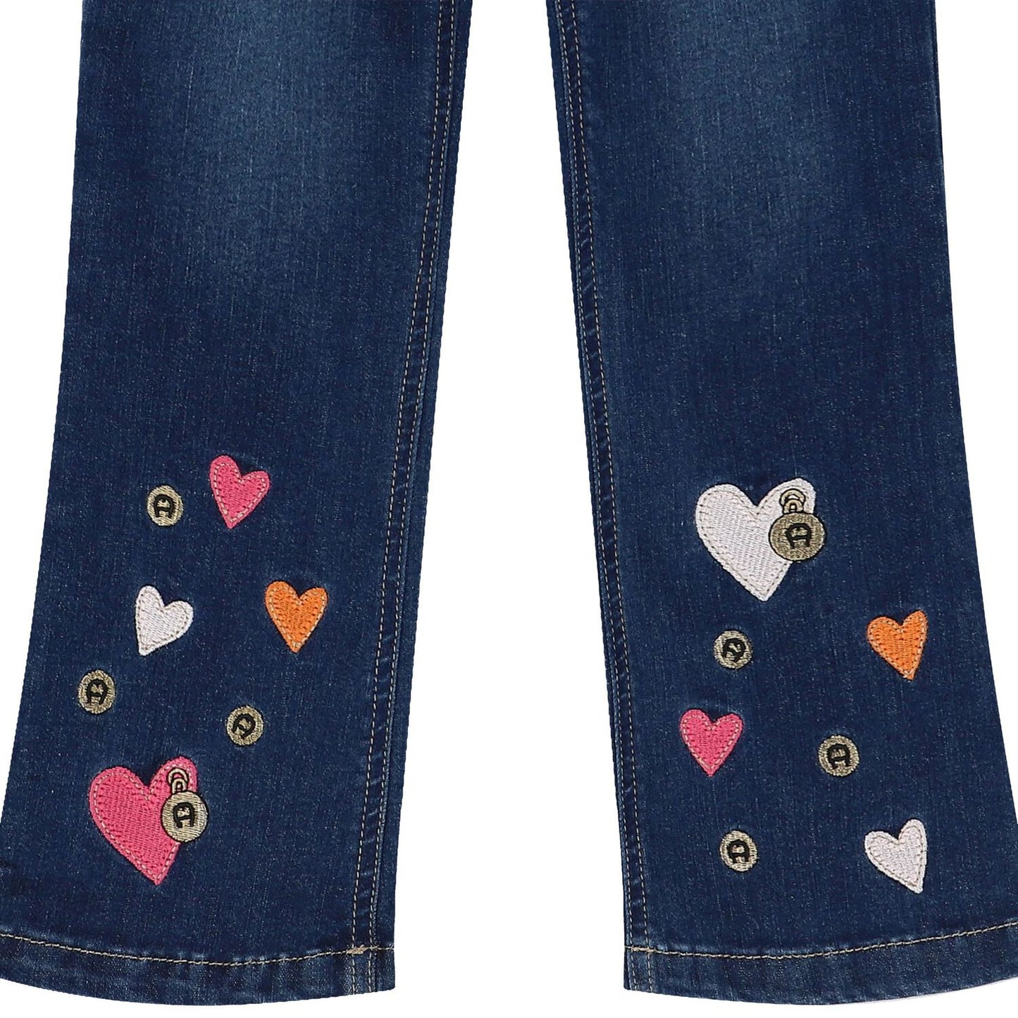 AIGNER Girls Blue Hearts Denim Jeans