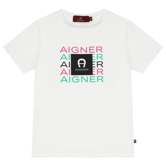 AIGNER Girls White Logo T-Shirt