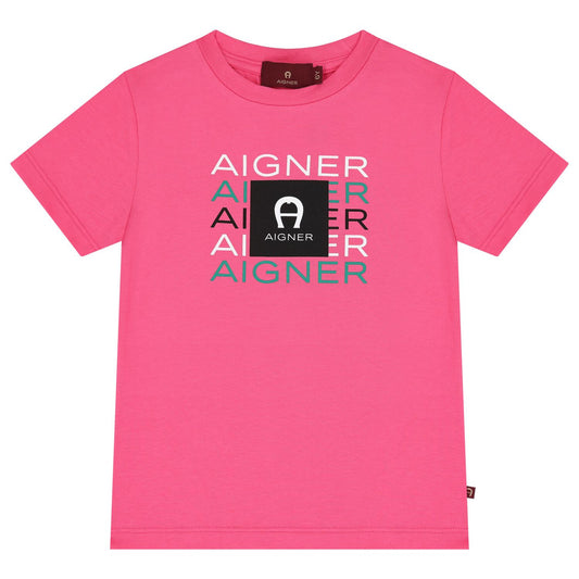 AIGNER Girls Pink Logo T-Shirt